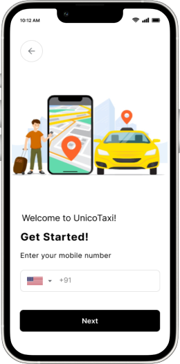 Phone with Taxi App Screenshot