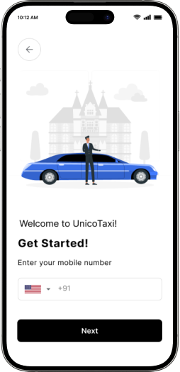 Phone with Taxi App Screenshot