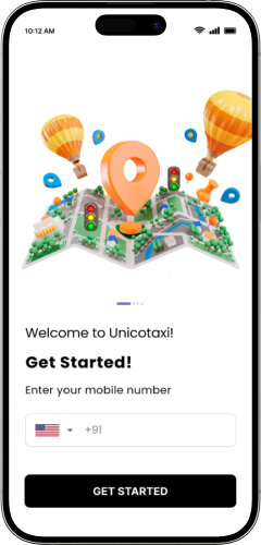 Phone with Taxi App Screenshot