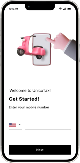 Phone with Taxi App Screenshot